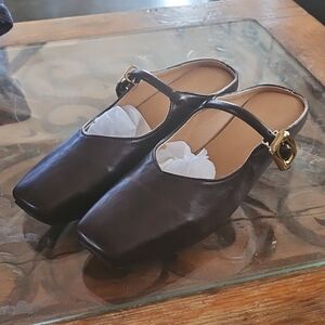 Unbranded Elegant Brown Leather Square Toe Mary Jane Heeled Shoes EU 40 US 9.5